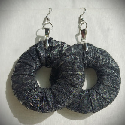 Black Sillver ReviveWeave Hoops - Ecofriendly Earrings Upcycled Jewelry