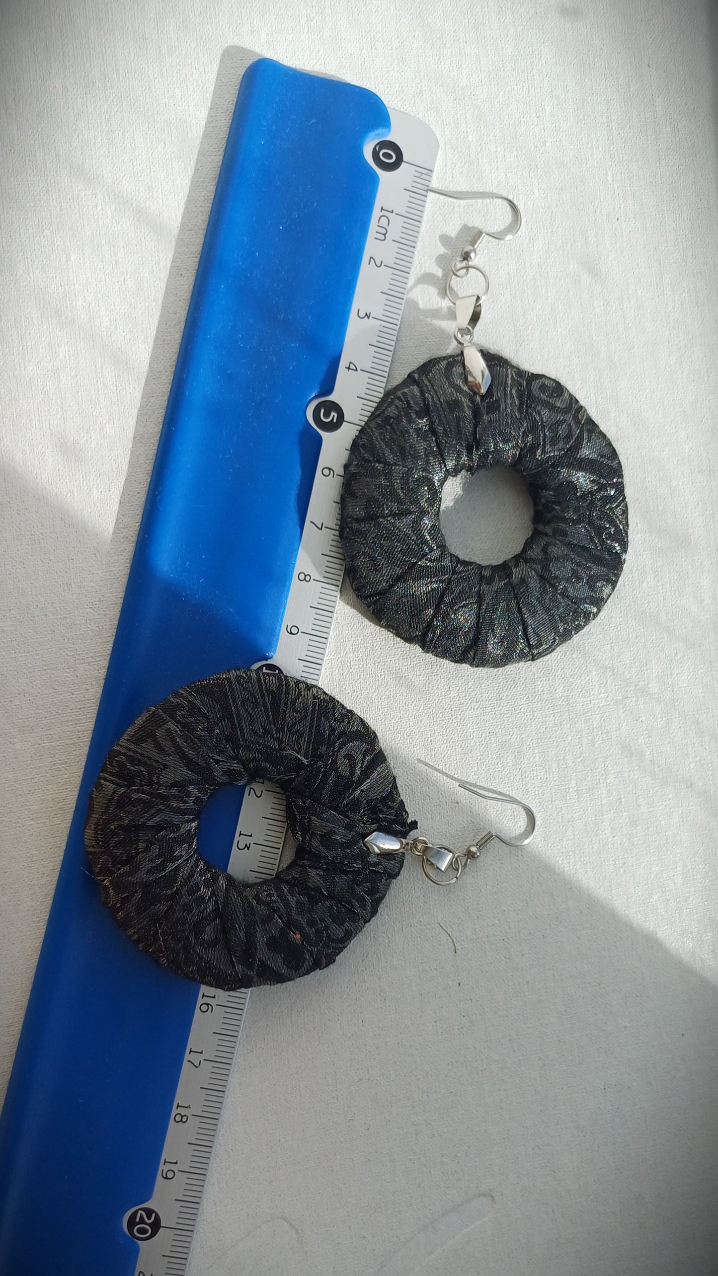 Black Sillver ReviveWeave Hoops - Ecofriendly Earrings Upcycled Jewelry