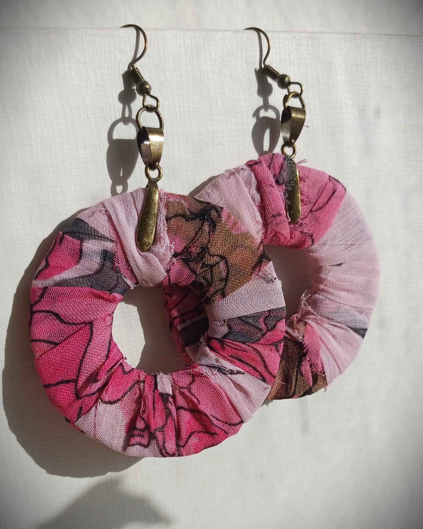 Spring Flower ReviveWeave Hoops - Ecofriendly Earrings Upcycled Jewelry