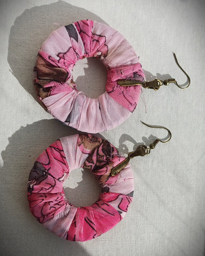 Spring Flower ReviveWeave Hoops - Ecofriendly Earrings Upcycled Jewelry