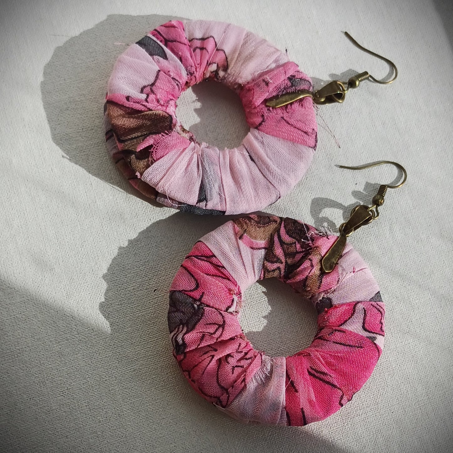 Spring Flower ReviveWeave Hoops - Ecofriendly Earrings Upcycled Jewelry