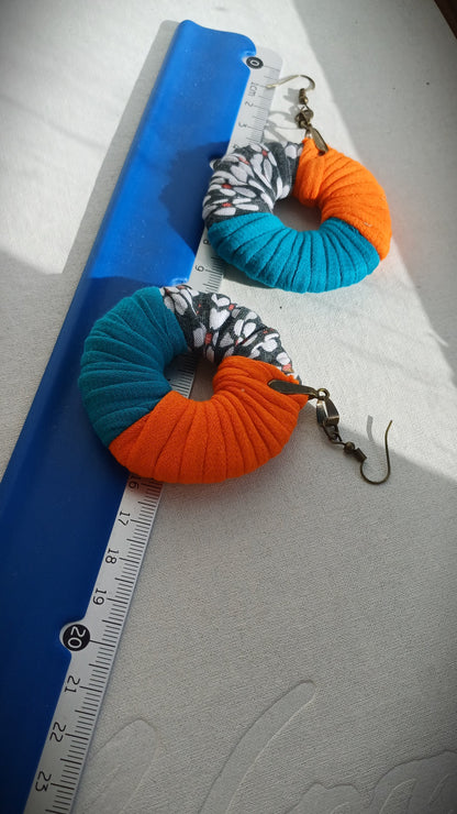 Complementary Trio Multicolor ReviveWeave Hoops - Ecofriendly Earrings Upcycled Jewelry
