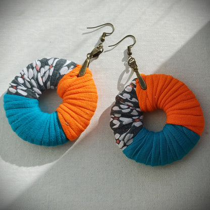 Complementary Trio Multicolor ReviveWeave Hoops - Ecofriendly Earrings Upcycled Jewelry