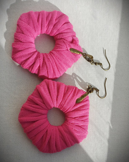 Pink ReviveWeave PentaHoops - Ecofriendly Earrings Upcycled Jewelry