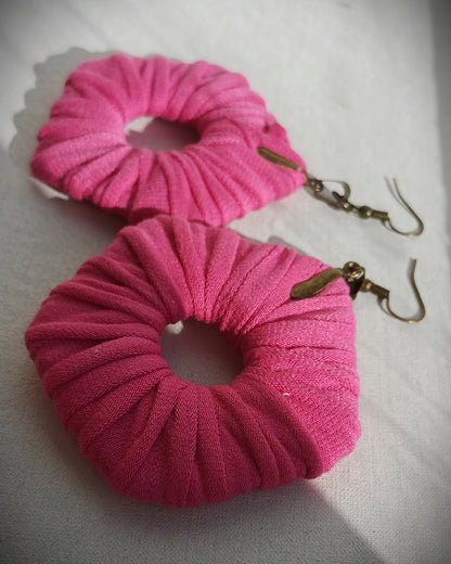 Pink ReviveWeave PentaHoops - Ecofriendly Earrings Upcycled Jewelry