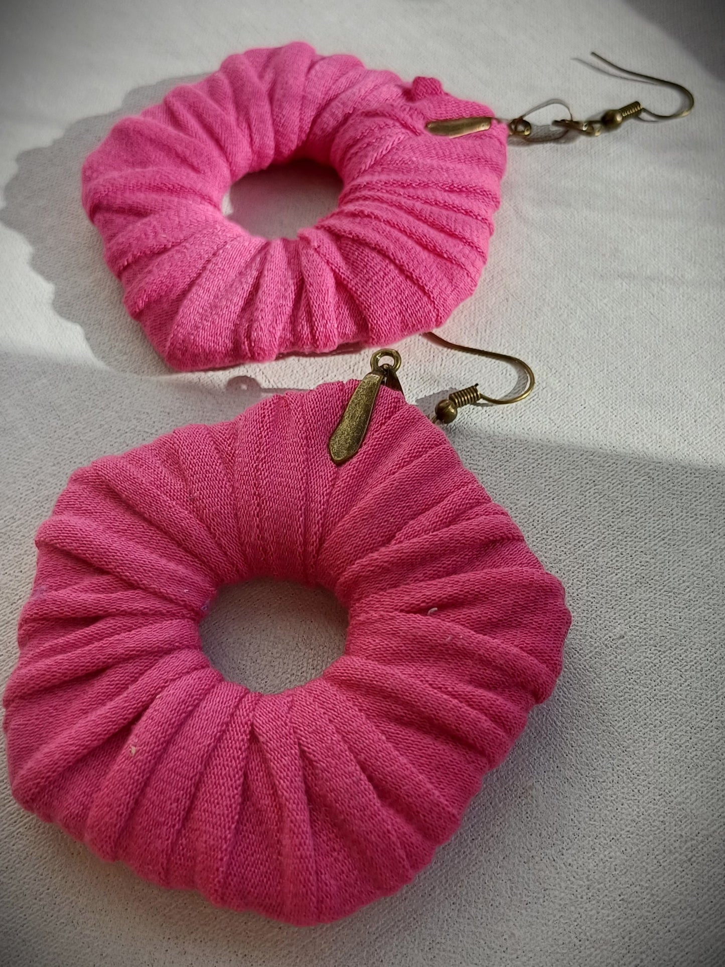 Pink ReviveWeave PentaHoops - Ecofriendly Earrings Upcycled Jewelry