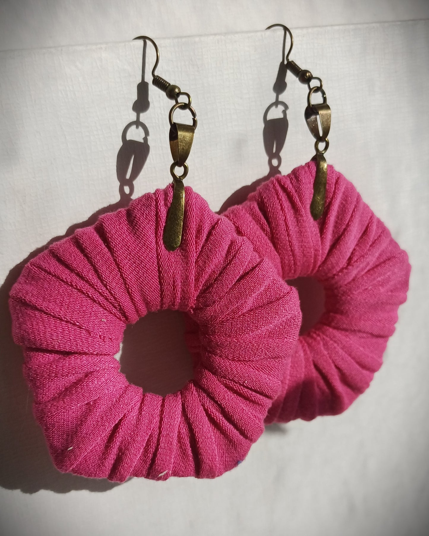 Pink ReviveWeave PentaHoops - Ecofriendly Earrings Upcycled Jewelry