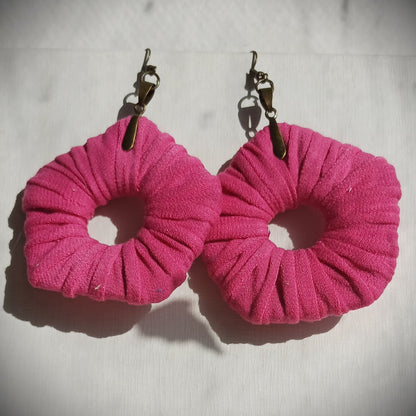 Pink ReviveWeave PentaHoops - Ecofriendly Earrings Upcycled Jewelry