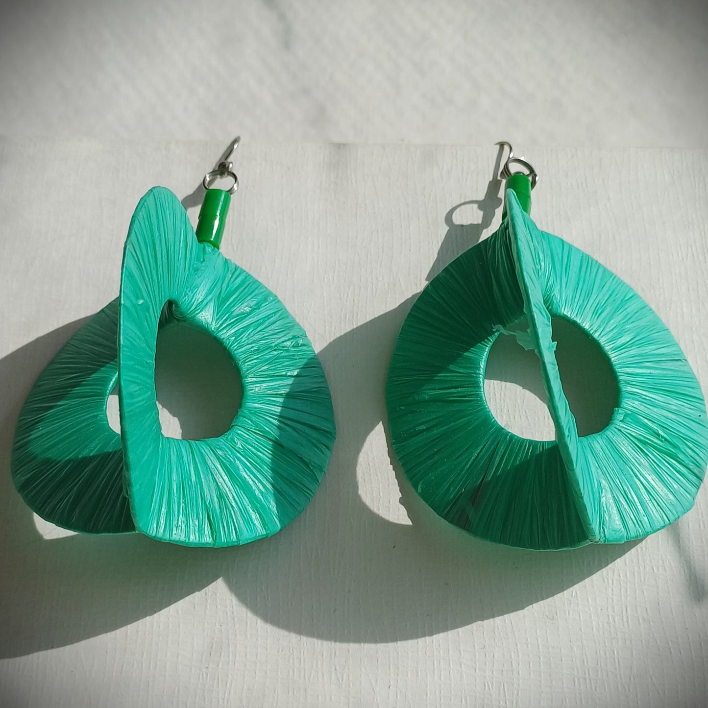 3D Deep Green Hoops PungaGlow Eco Earrings Upcycled Jewelry