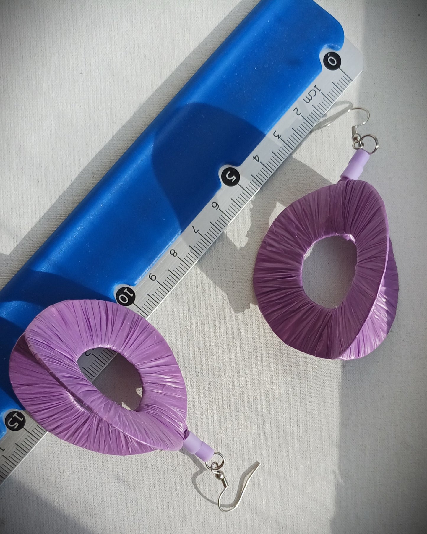 3D Purple Hoops PungaGlow Eco Earrings Upcycled Jewelry