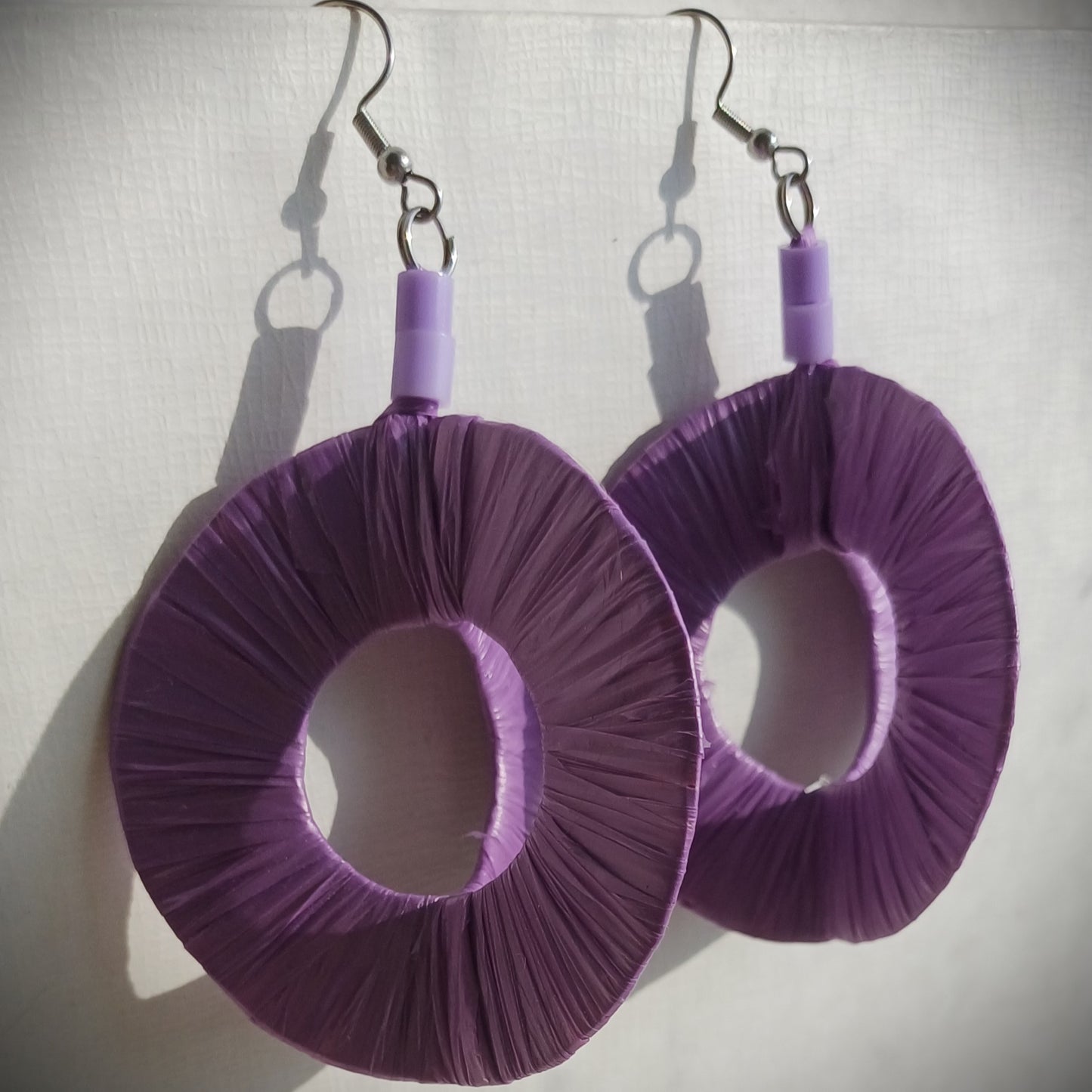 3D Purple Hoops PungaGlow Eco Earrings Upcycled Jewelry