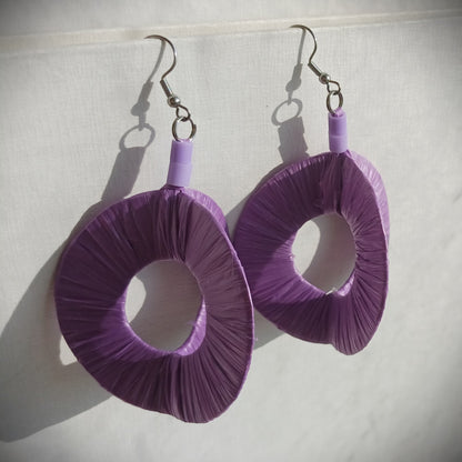 3D Purple Hoops PungaGlow Eco Earrings Upcycled Jewelry