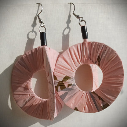 3D Pink Hoops PungaGlow Eco Earrings Upcycled Jewelry