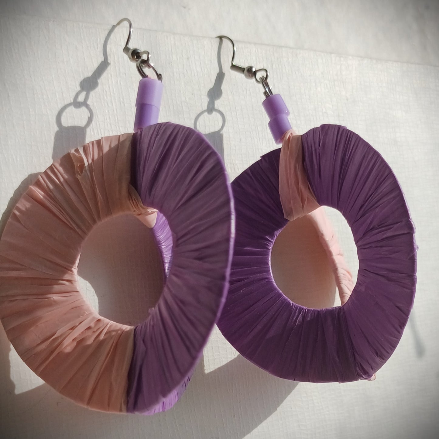 3D Purple Hoops PungaGlow Eco Earrings Upcycled Jewelry