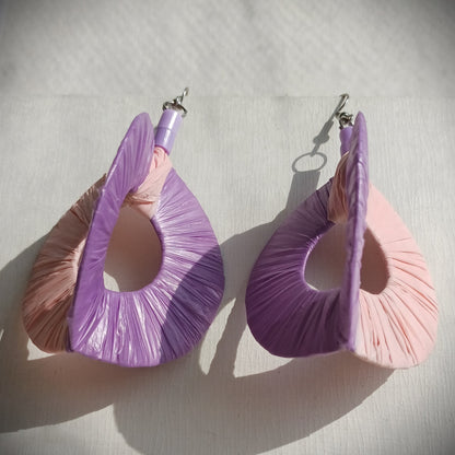 3D Purple Hoops PungaGlow Eco Earrings Upcycled Jewelry