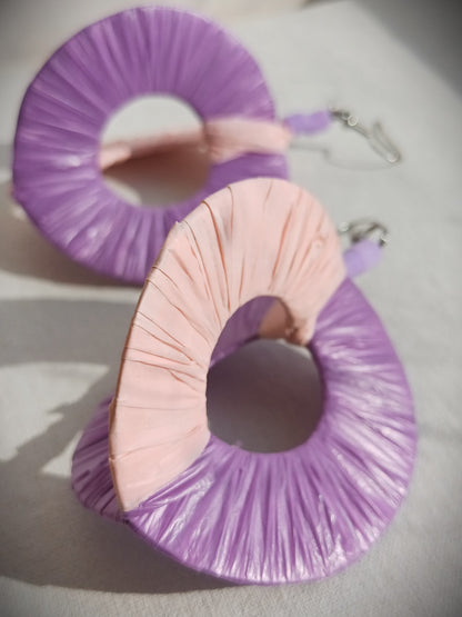 3D Purple Hoops PungaGlow Eco Earrings Upcycled Jewelry