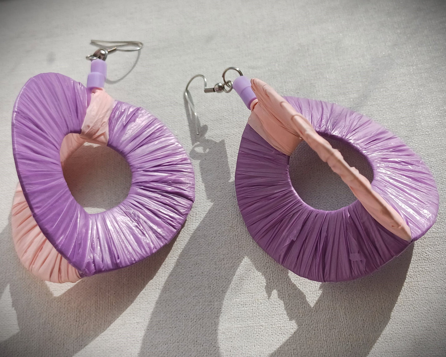 3D Purple Hoops PungaGlow Eco Earrings Upcycled Jewelry