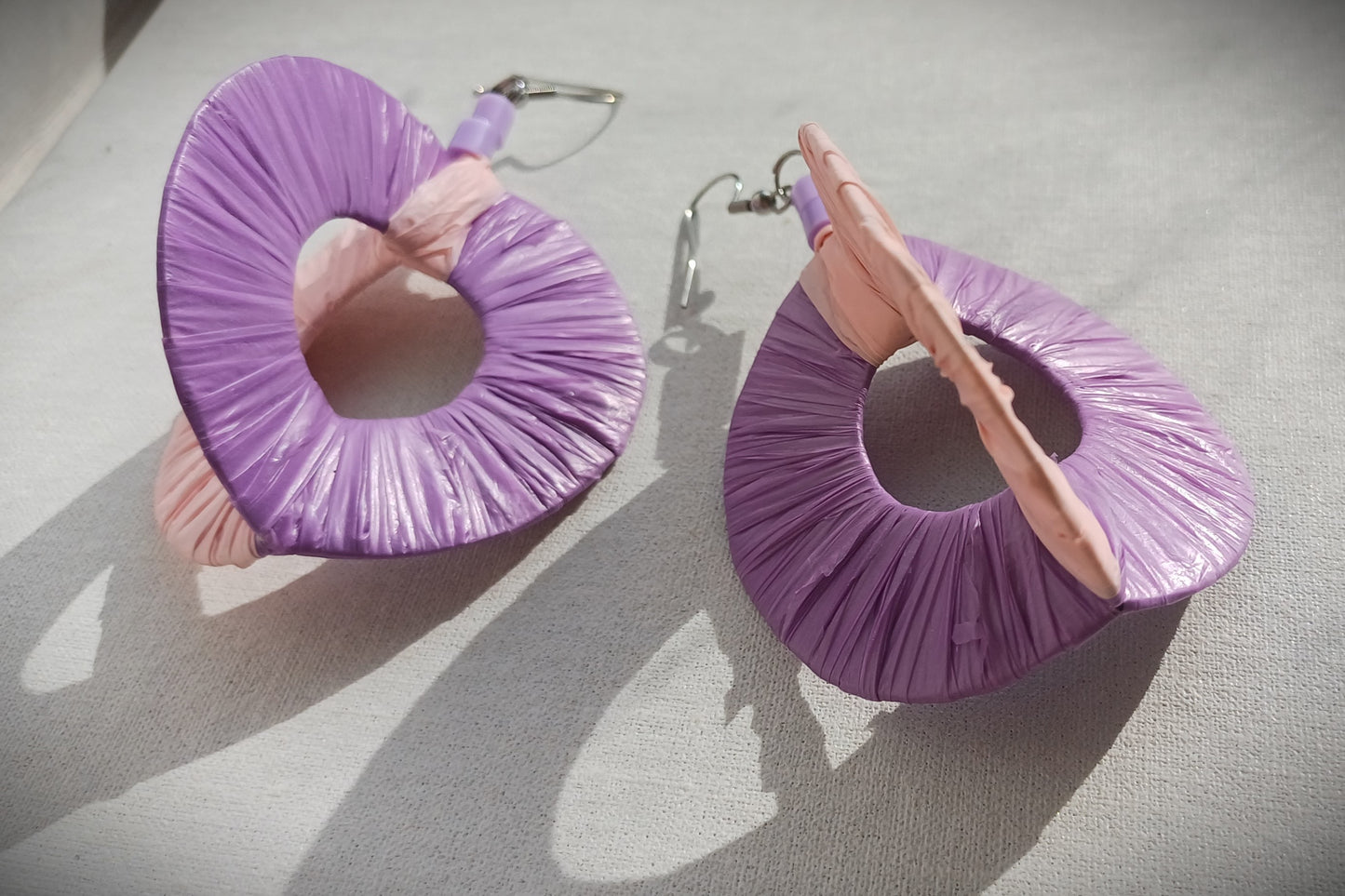 3D Purple Hoops PungaGlow Eco Earrings Upcycled Jewelry