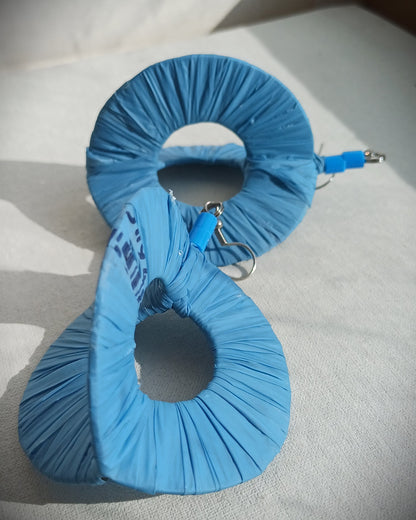 3D Blue Hoops PungaGlow Eco Earrings Upcycled Jewelry