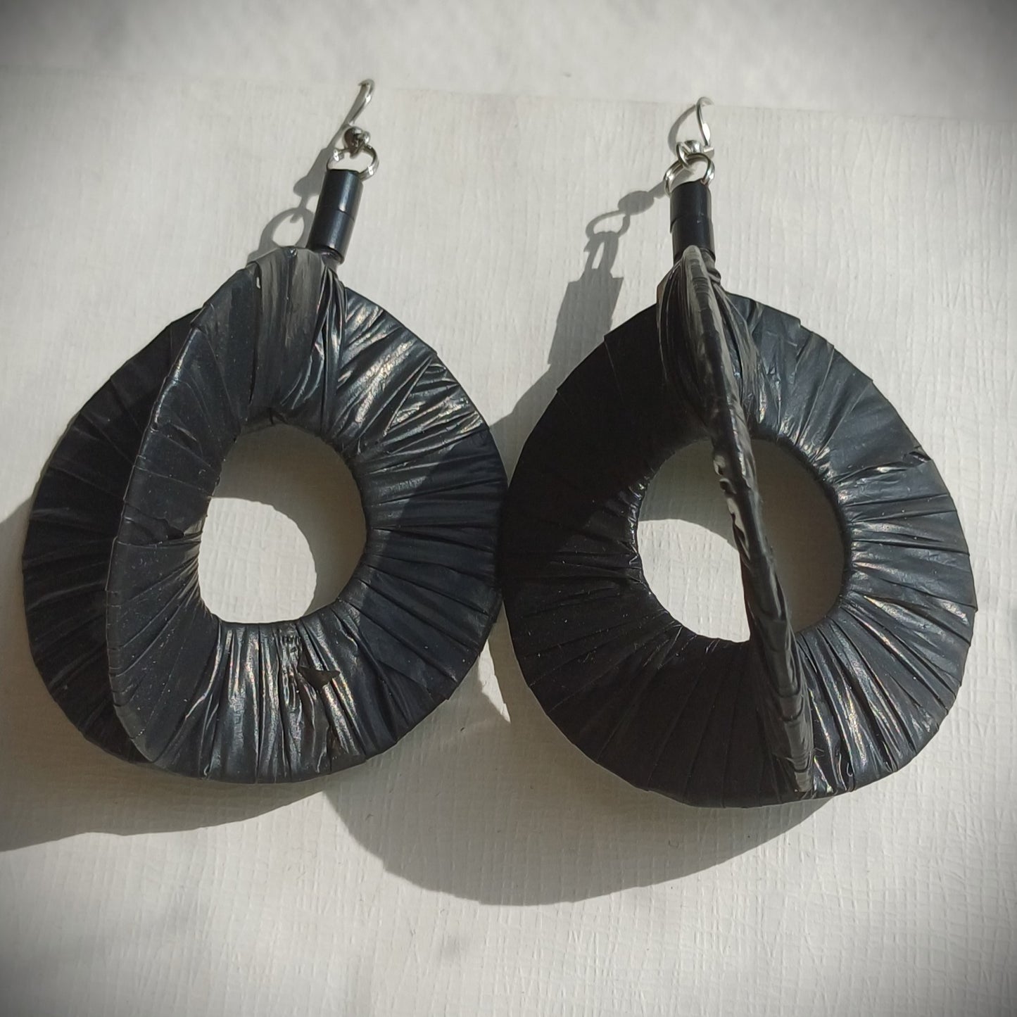 3D Black Earrings PungaGlow Eco Upcycled Jewelry