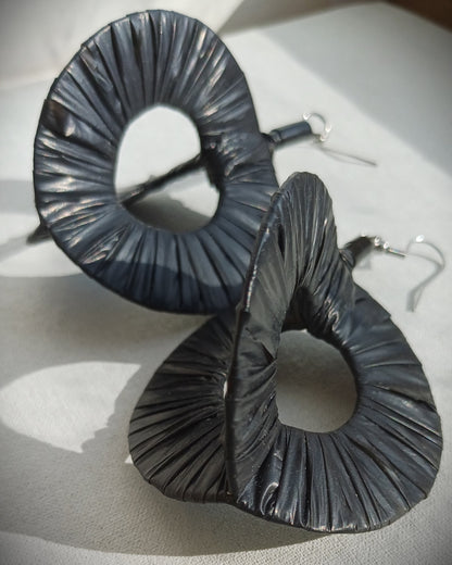 3D Black Earrings PungaGlow Eco Upcycled Jewelry