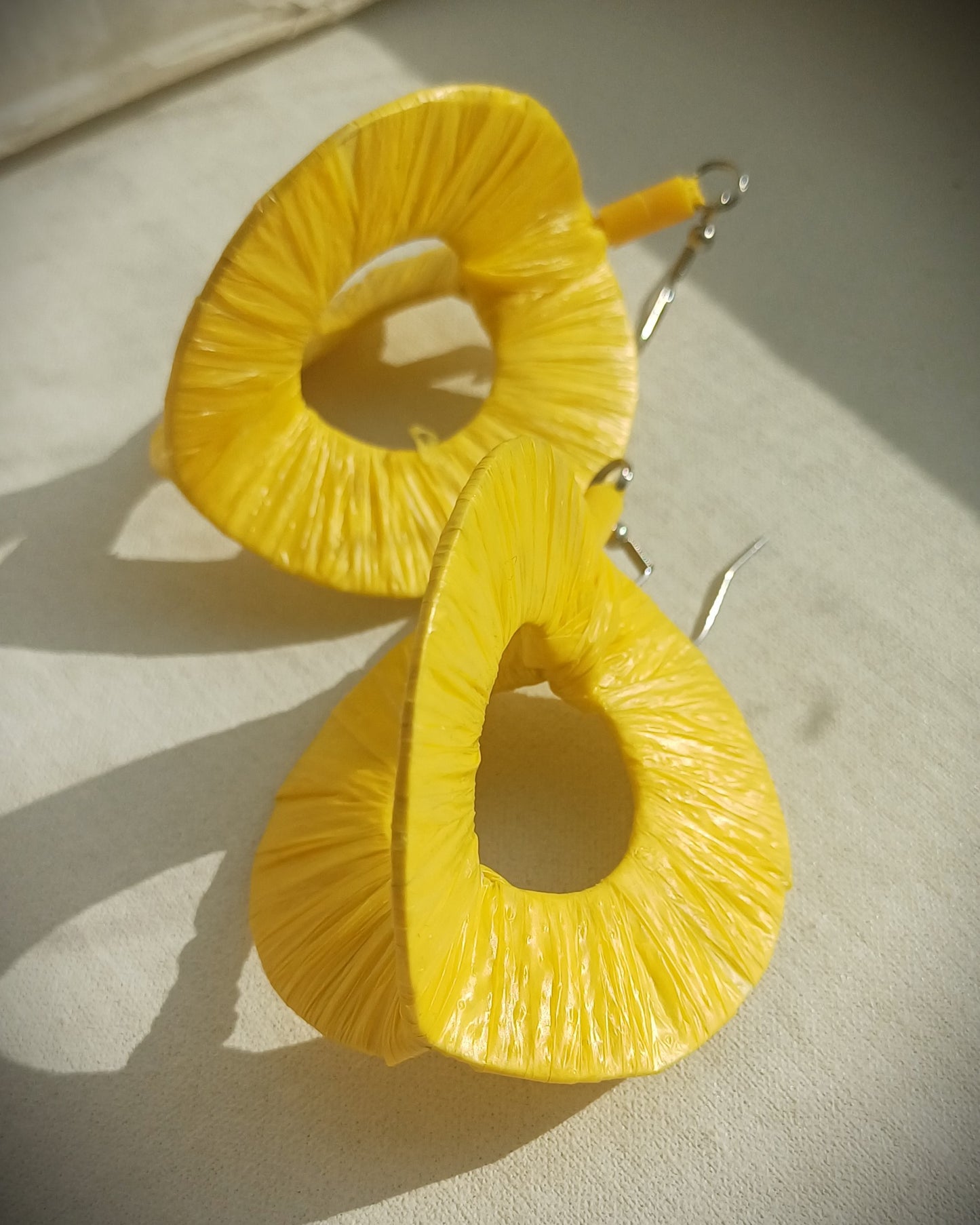 3D Hello Yellow! Hoops PungaGlow Eco Earrings Upcycled Jewelry