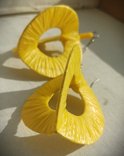 3D Hello Yellow! Hoops PungaGlow Eco Earrings Upcycled Jewelry