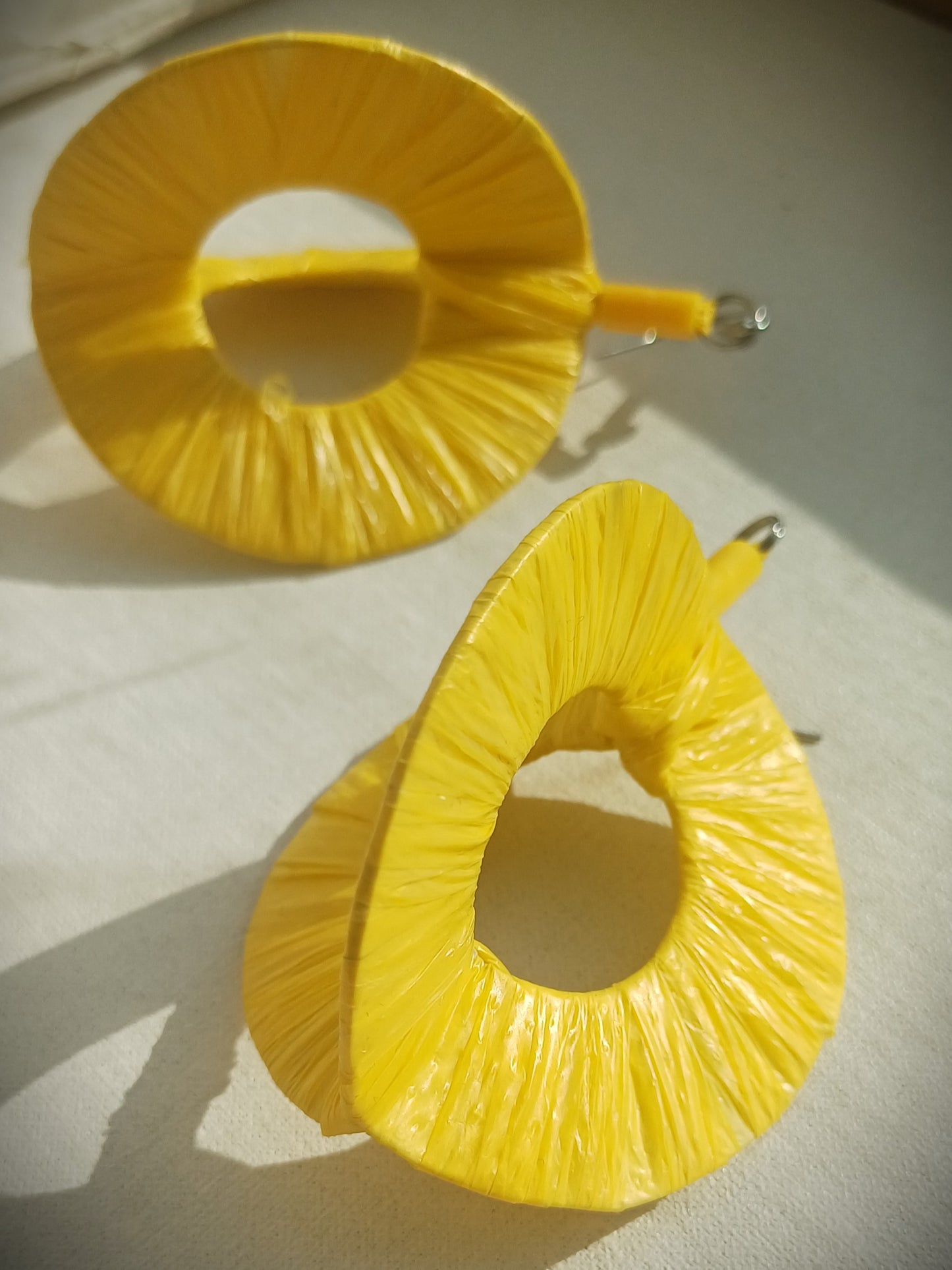 3D Hello Yellow! Hoops PungaGlow Eco Earrings Upcycled Jewelry