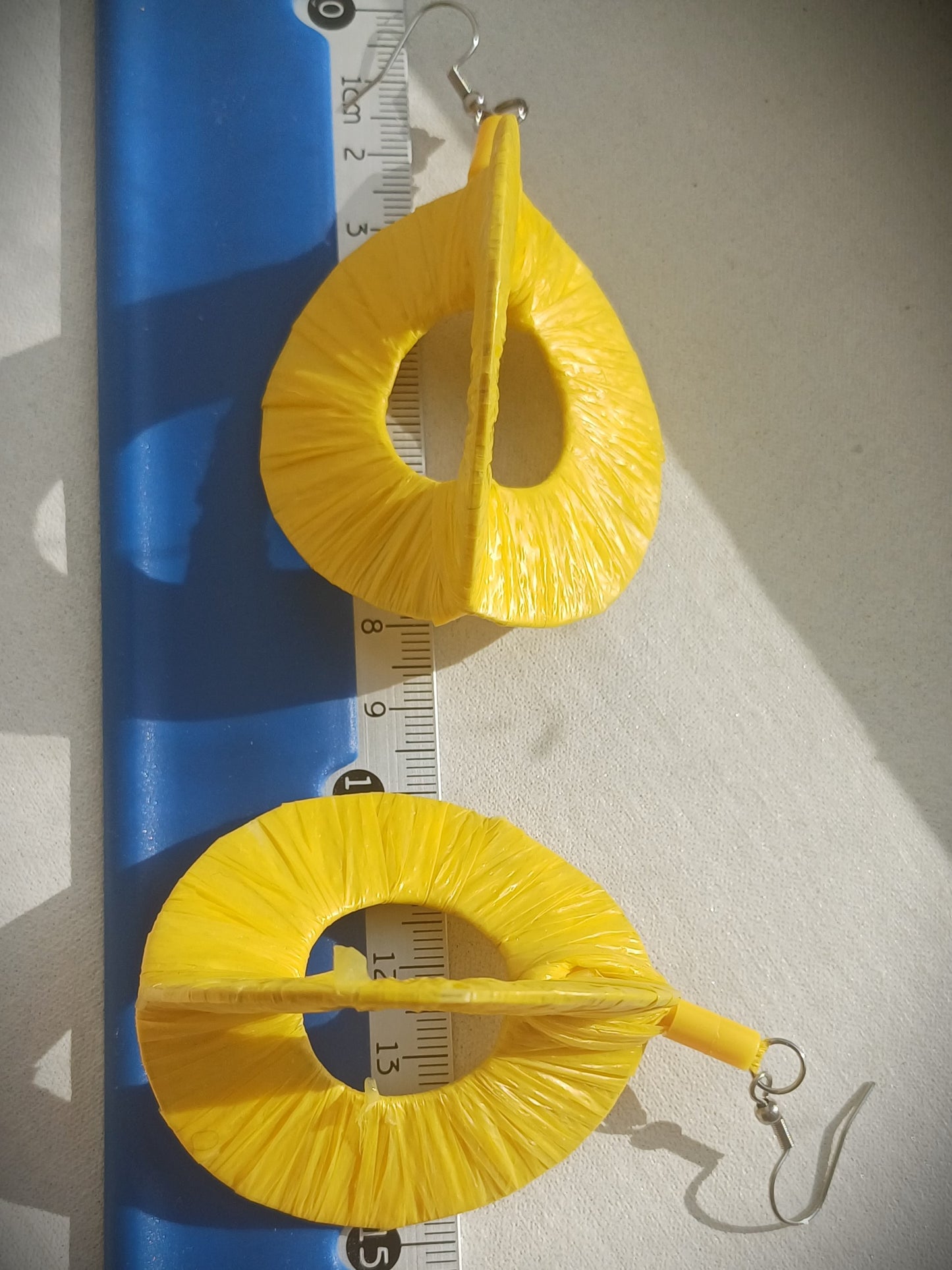 3D Hello Yellow! Hoops PungaGlow Eco Earrings Upcycled Jewelry