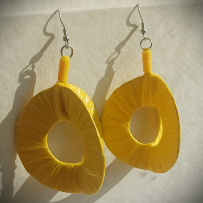 3D Hello Yellow! Hoops PungaGlow Eco Earrings Upcycled Jewelry