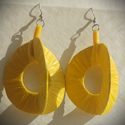 3D Hello Yellow! Hoops PungaGlow Eco Earrings Upcycled Jewelry