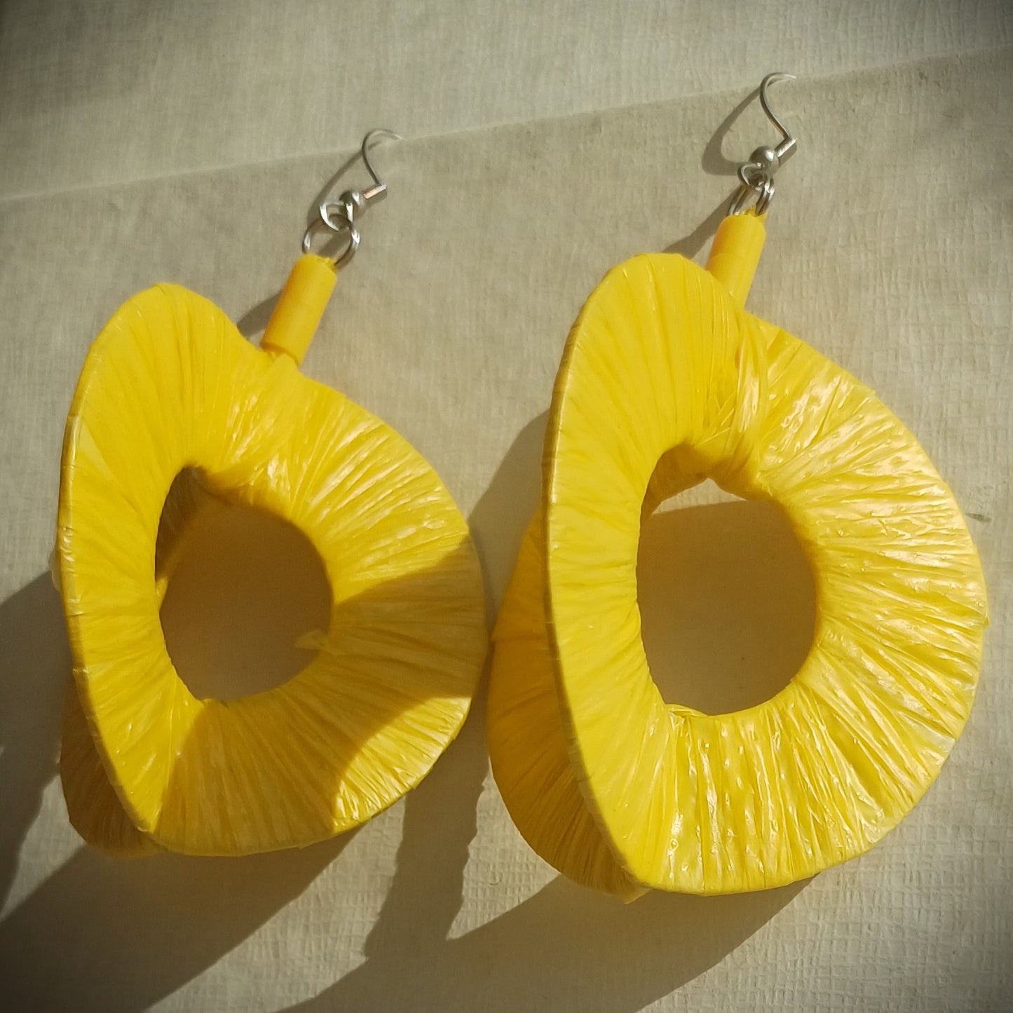 3D Hello Yellow! Hoops PungaGlow Eco Earrings Upcycled Jewelry