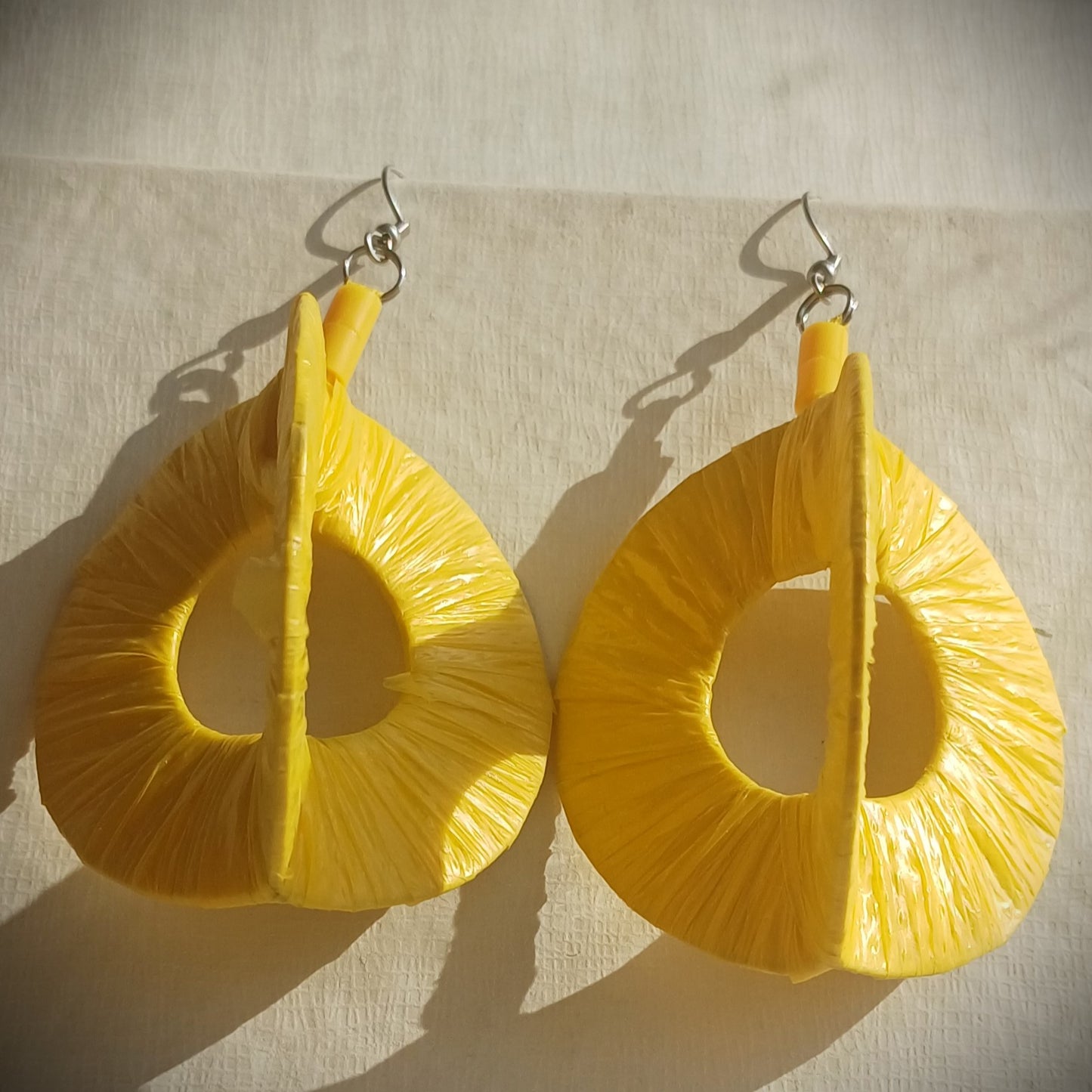 3D Hello Yellow! Hoops PungaGlow Eco Earrings Upcycled Jewelry