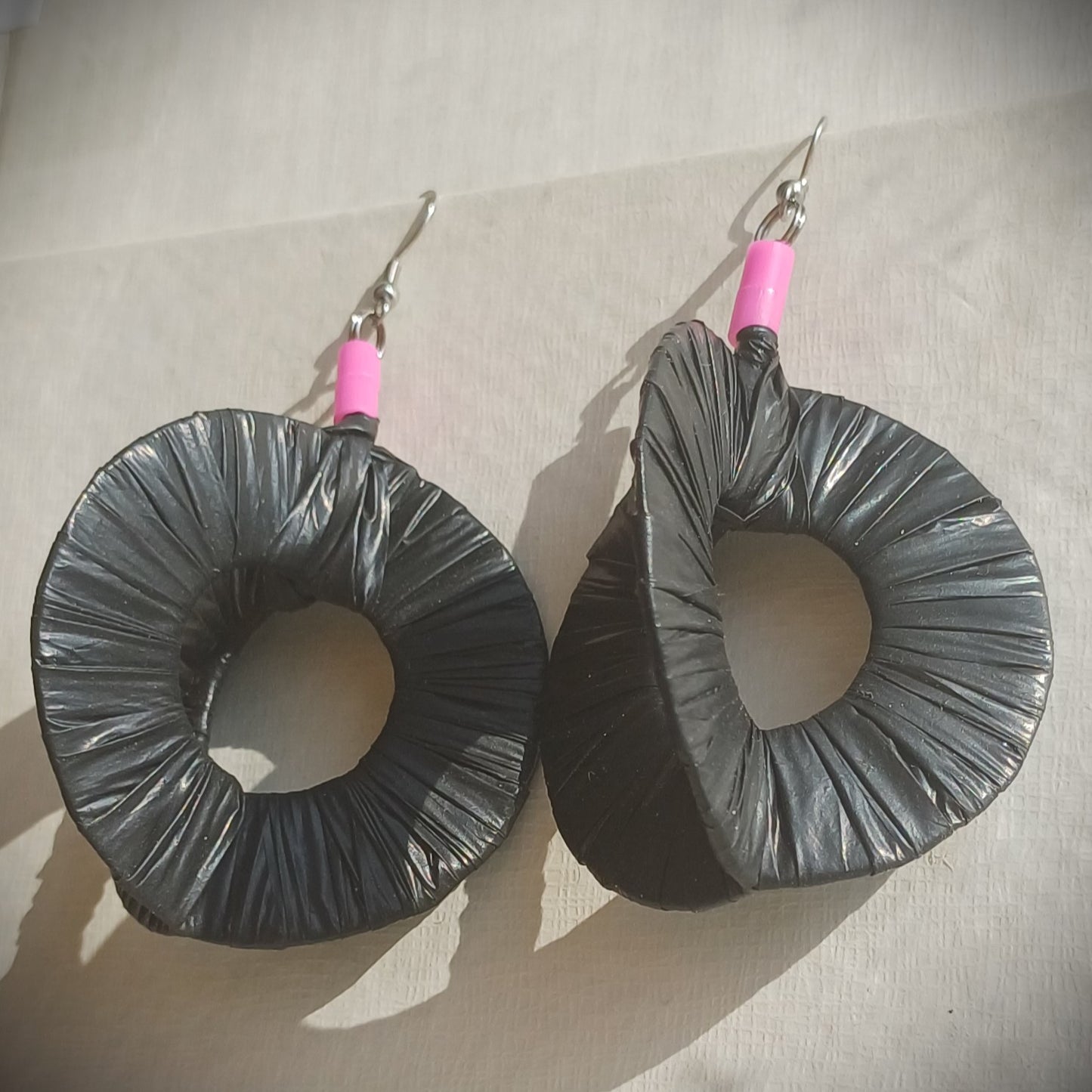 3D Black - Pink Earrings PungaGlow Eco Upcycled Jewelry