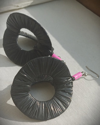 3D Black - Pink Earrings PungaGlow Eco Upcycled Jewelry