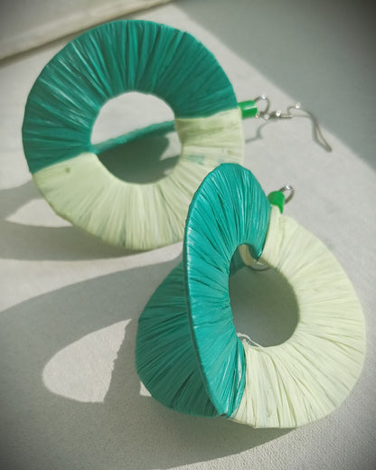 3D Double Green Hoops PungaGlow Eco Earrings Upcycled Jewelry