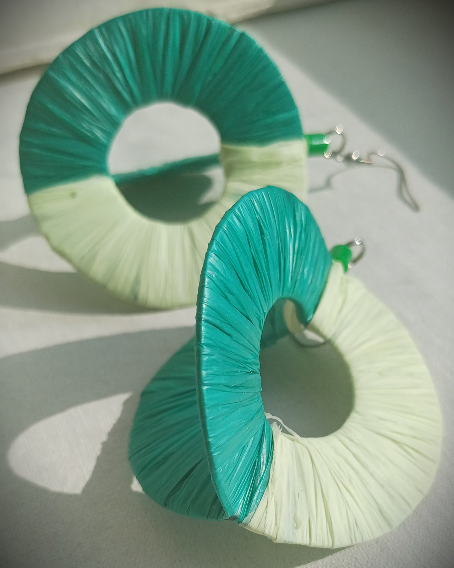 3D Double Green Hoops PungaGlow Eco Earrings Upcycled Jewelry