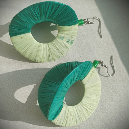 3D Double Green Hoops PungaGlow Eco Earrings Upcycled Jewelry