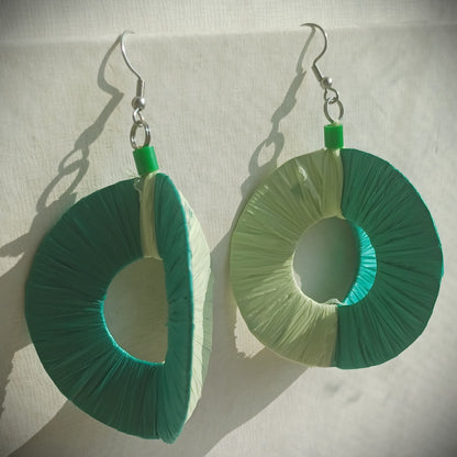 3D Double Green Hoops PungaGlow Eco Earrings Upcycled Jewelry