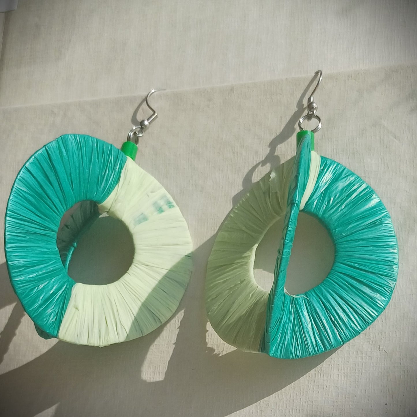 3D Double Green Hoops PungaGlow Eco Earrings Upcycled Jewelry