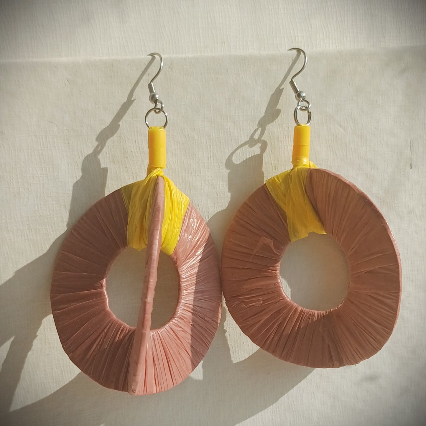 3D Dirty pink Hoops PungaGlow Eco Earrings Upcycled Jewelry