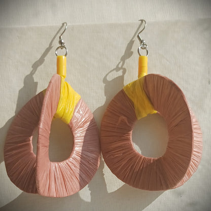 3D Dirty pink Hoops PungaGlow Eco Earrings Upcycled Jewelry