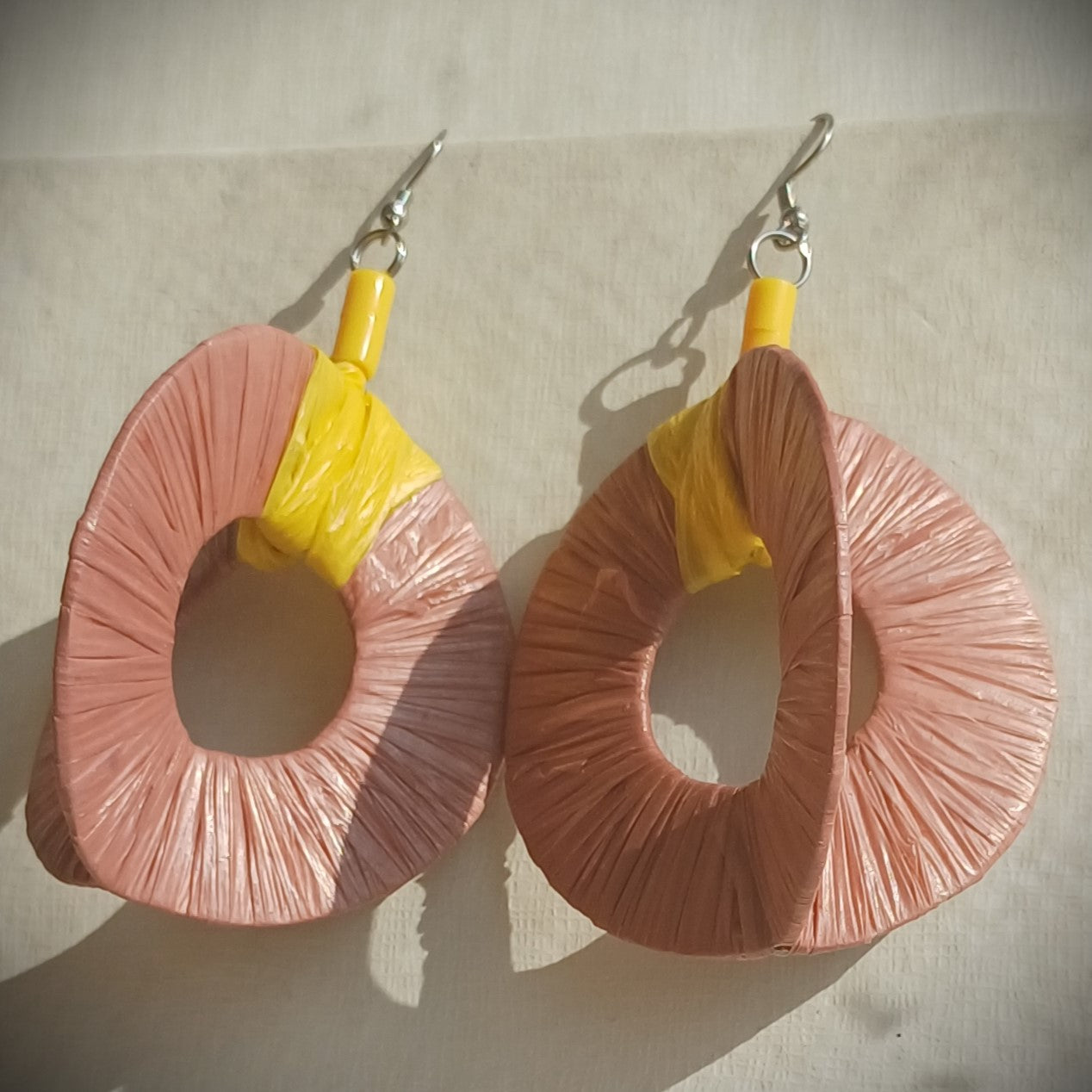 3D Dirty pink Hoops PungaGlow Eco Earrings Upcycled Jewelry