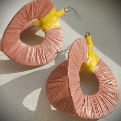 3D Dirty pink Hoops PungaGlow Eco Earrings Upcycled Jewelry