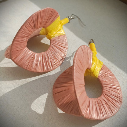 3D Dirty pink Hoops PungaGlow Eco Earrings Upcycled Jewelry