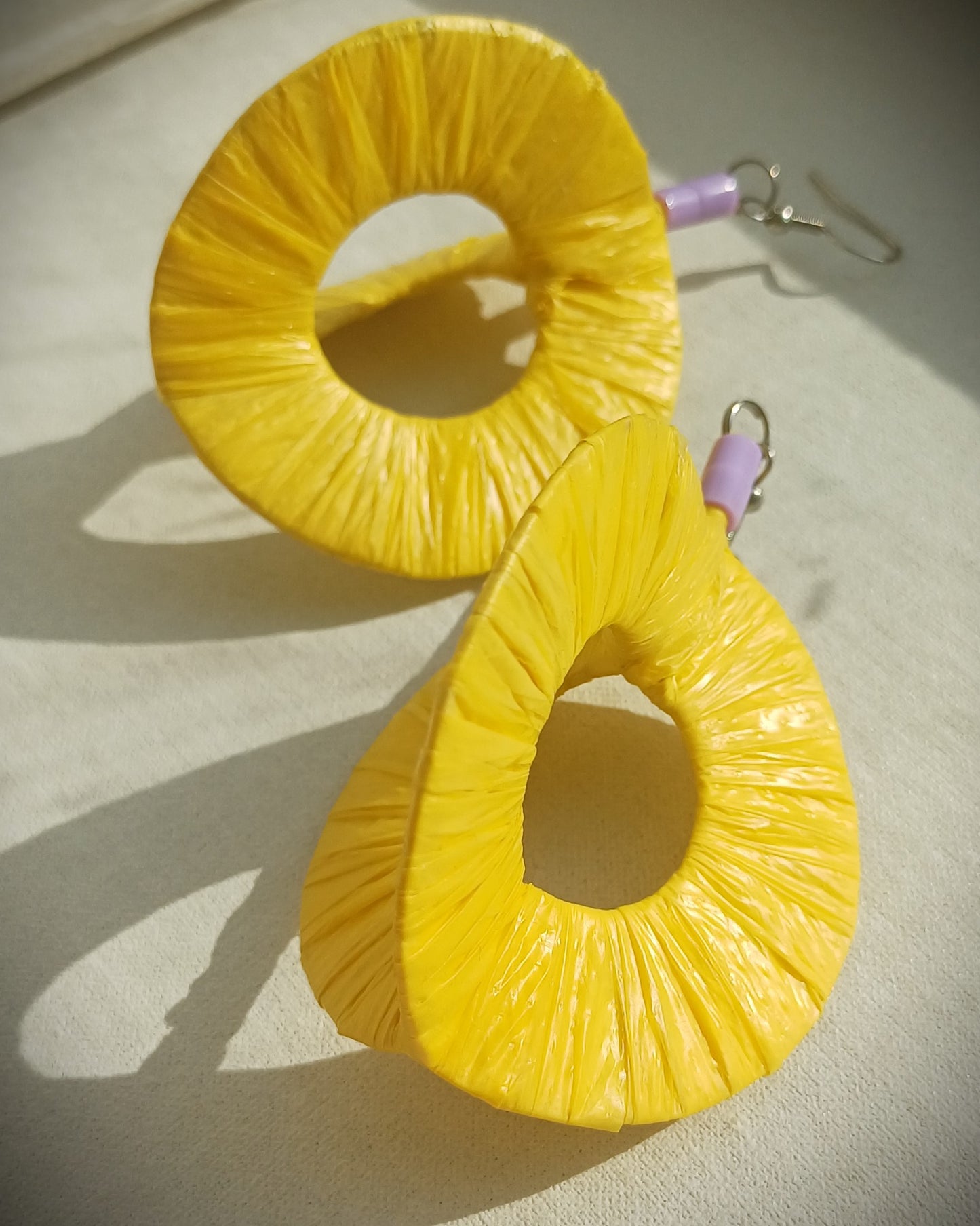 3D Yellow! Hoops PungaGlow Eco Earrings Upcycled Jewelry