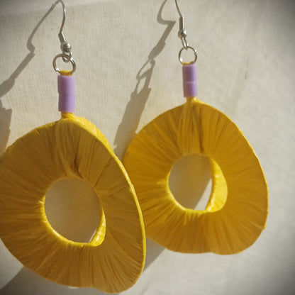 3D Yellow! Hoops PungaGlow Eco Earrings Upcycled Jewelry