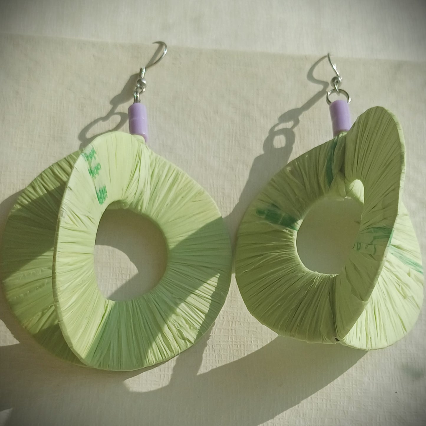 3D Green Spring Hoops PungaGlow Eco Earrings Upcycled Jewelry