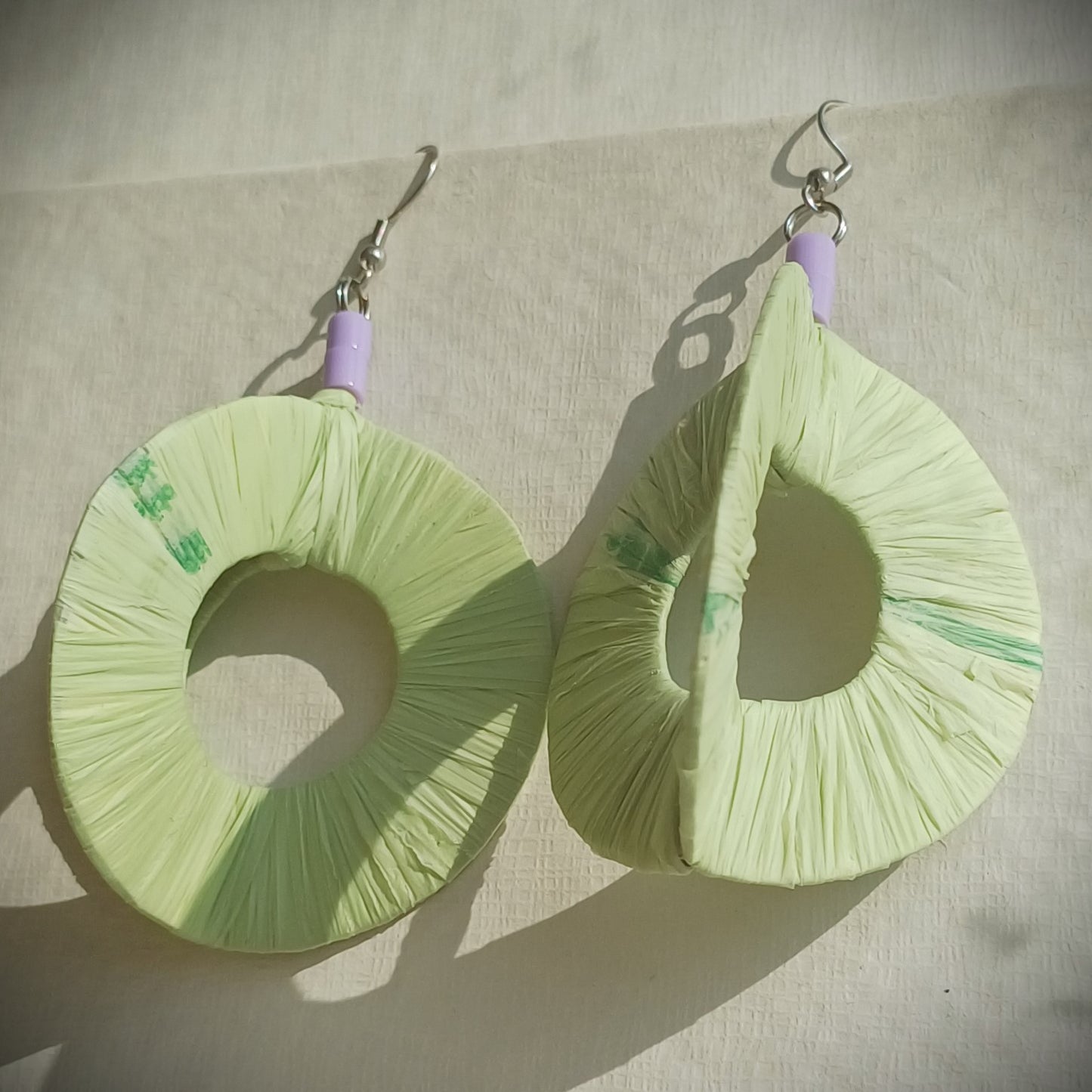 3D Green Spring Hoops PungaGlow Eco Earrings Upcycled Jewelry