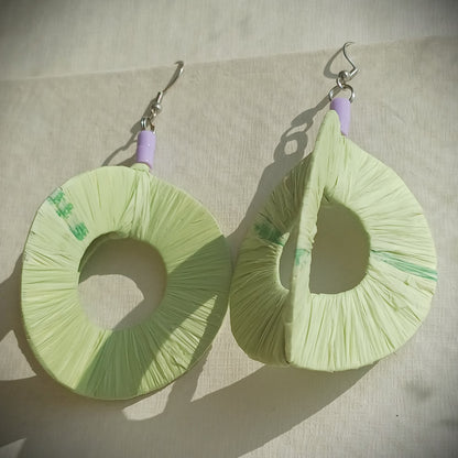 3D Green Spring Hoops PungaGlow Eco Earrings Upcycled Jewelry